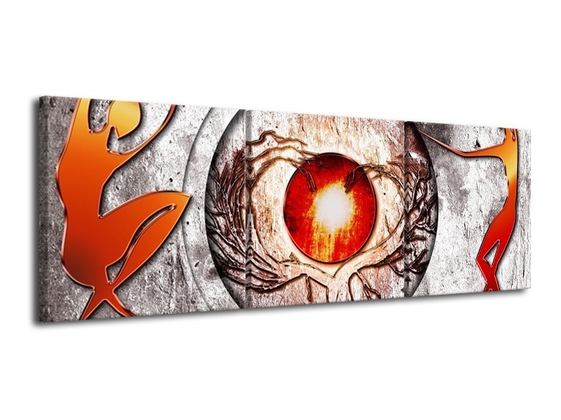 Glas schilderij Modern | Grijs, Wit, Oranje | 120x40cm 3Luik