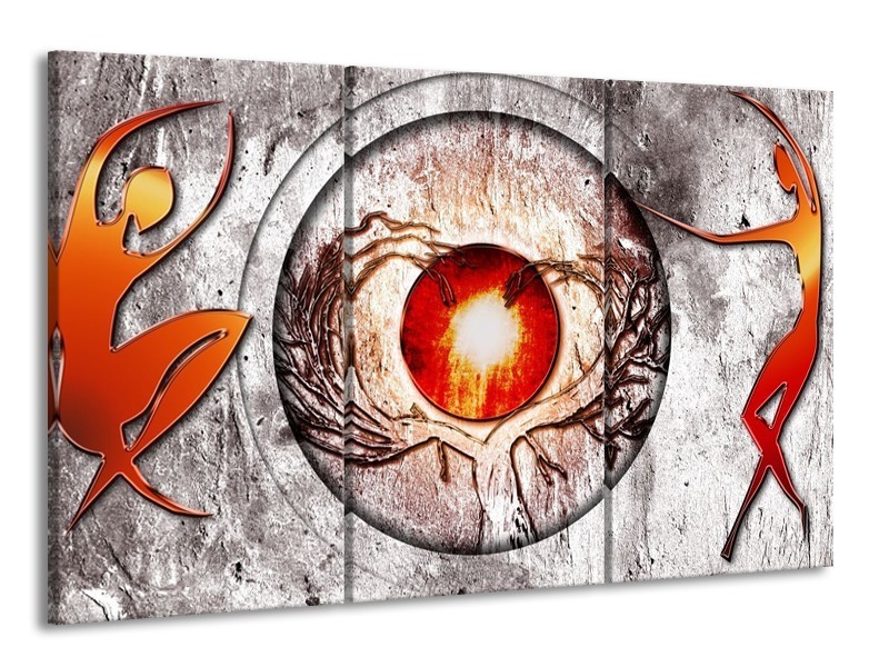 Glas schilderij Modern | Grijs, Wit, Oranje | 165x100cm 3Luik