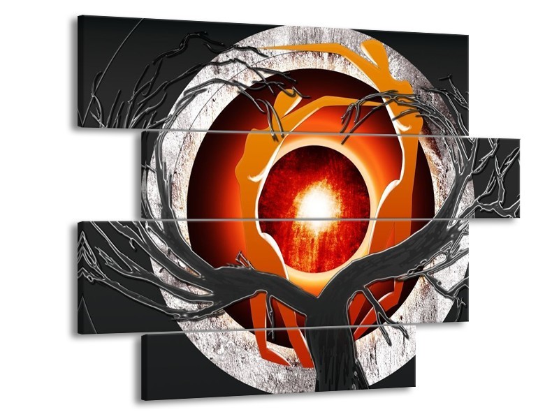 Glas schilderij Modern | Grijs, Wit, Oranje | 115x85cm 4Luik