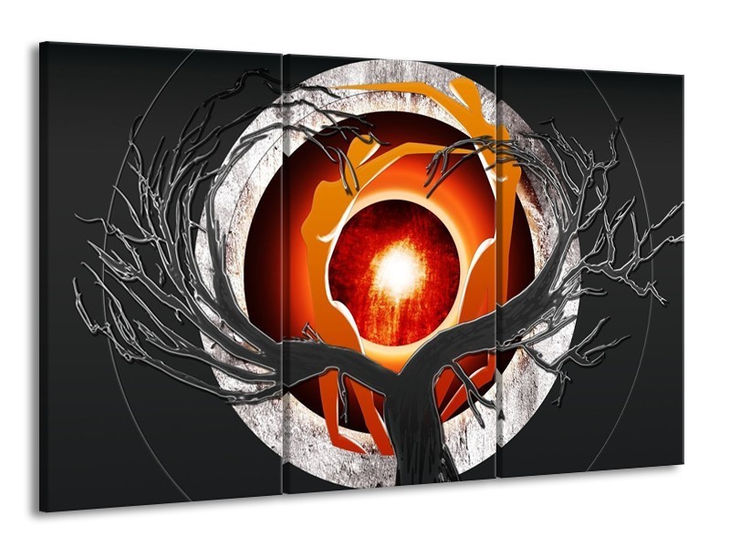 Glas schilderij Modern | Grijs, Wit, Oranje | 165x100cm 3Luik