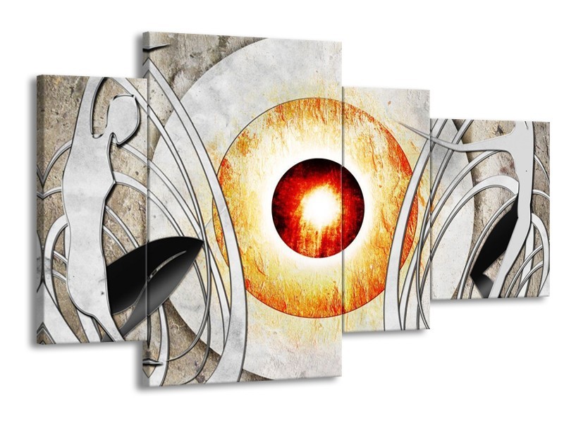 Glas schilderij Modern | Grijs, Wit, Oranje | 120x75cm 4Luik