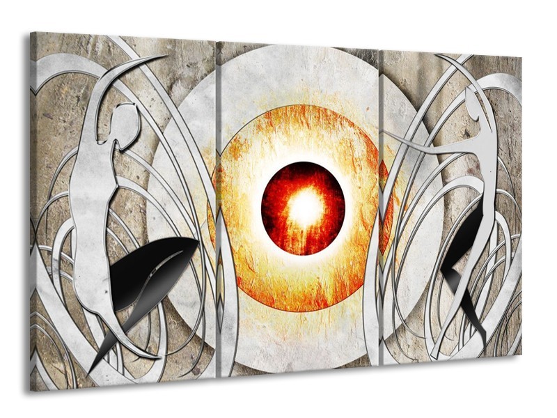 Glas schilderij Modern | Grijs, Wit, Oranje | 165x100cm 3Luik
