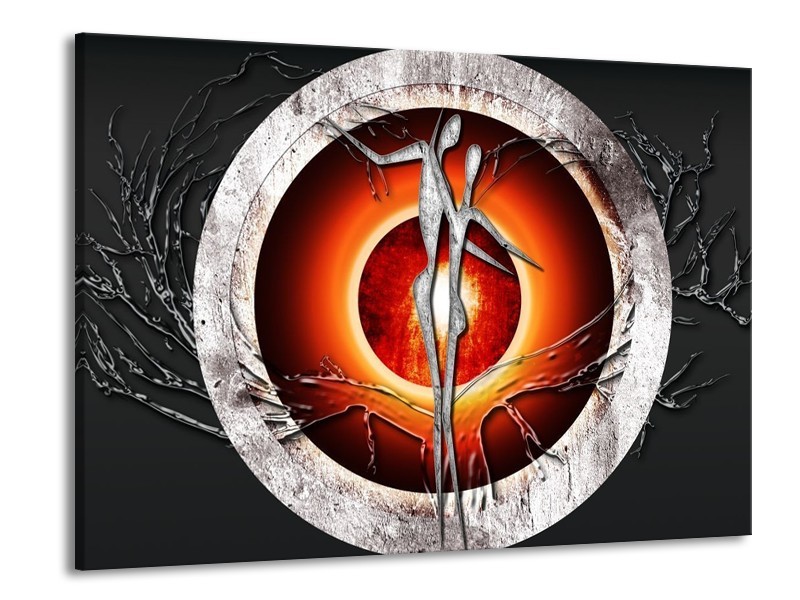 Canvas schilderij Modern | Grijs, Oranje, Rood | 100x70cm 1Luik