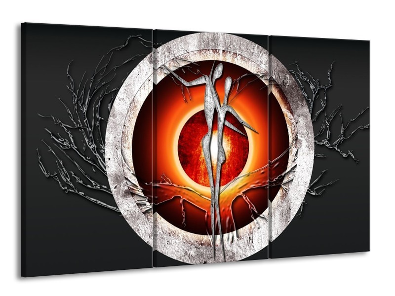 Glas schilderij Modern | Grijs, Oranje, Rood | 165x100cm 3Luik