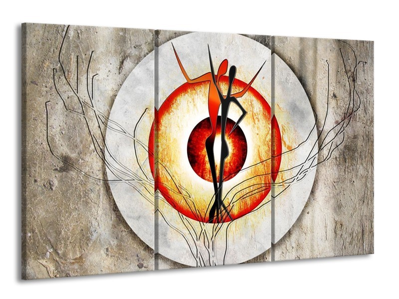 Glas schilderij Modern | Oranje, Grijs, Zwart | 165x100cm 3Luik