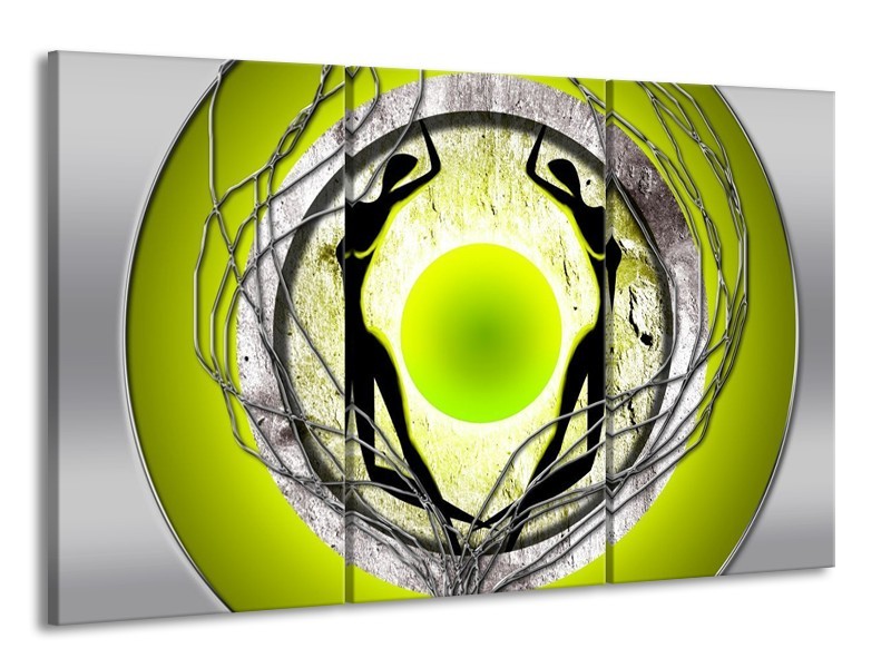 Glas schilderij Modern | Groen, Grijs, Zwart | 165x100cm 3Luik