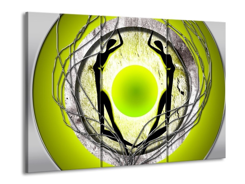 Canvas schilderij Modern | Groen, Grijs, Zwart | 90x60cm 3Luik