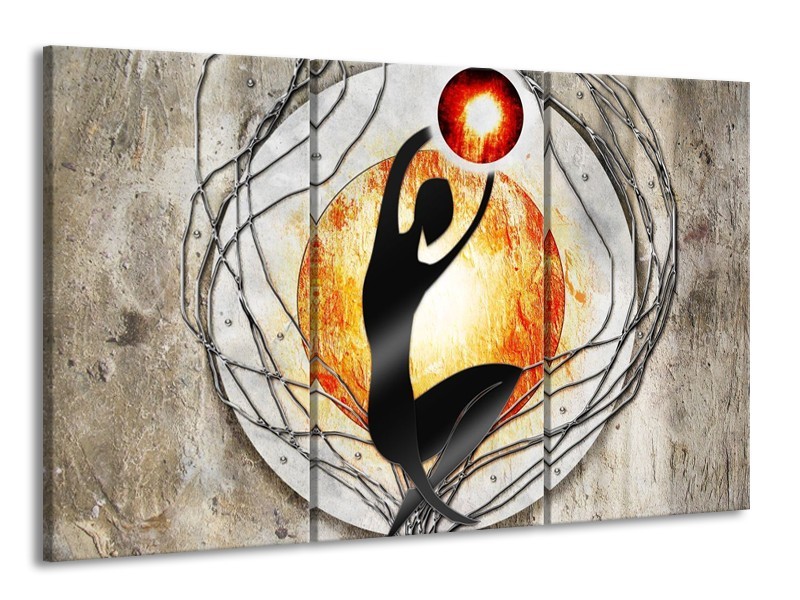 Glas schilderij Modern | Oranje, Grijs, Zwart | 165x100cm 3Luik