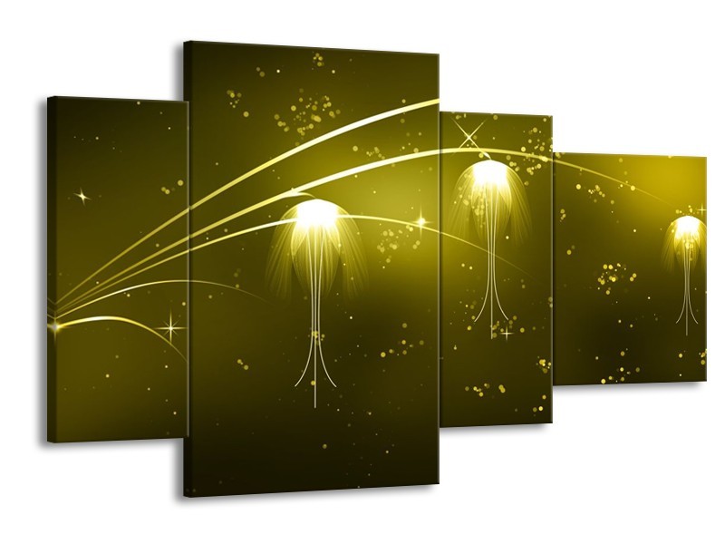 Glas schilderij Modern | Groen, Geel | 120x75cm 4Luik