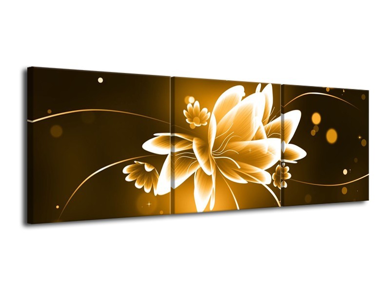 Glas schilderij Bloem | Bruin, Geel | 120x40cm 3Luik