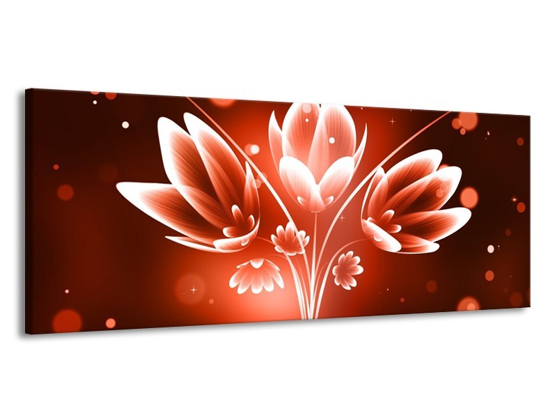 Canvas schilderij Bloem | Rood, Wit | 145x58cm 1Luik