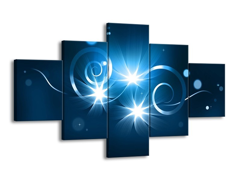 Canvas schilderij Modern | Blauw, Wit | 125x70cm 5Luik