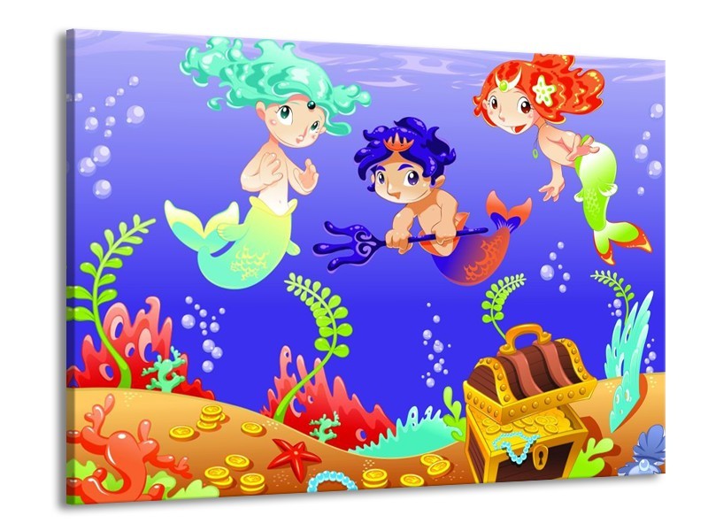 Canvas schilderij Sprookje | Blauw, Groen, Geel | 100x70cm 1Luik