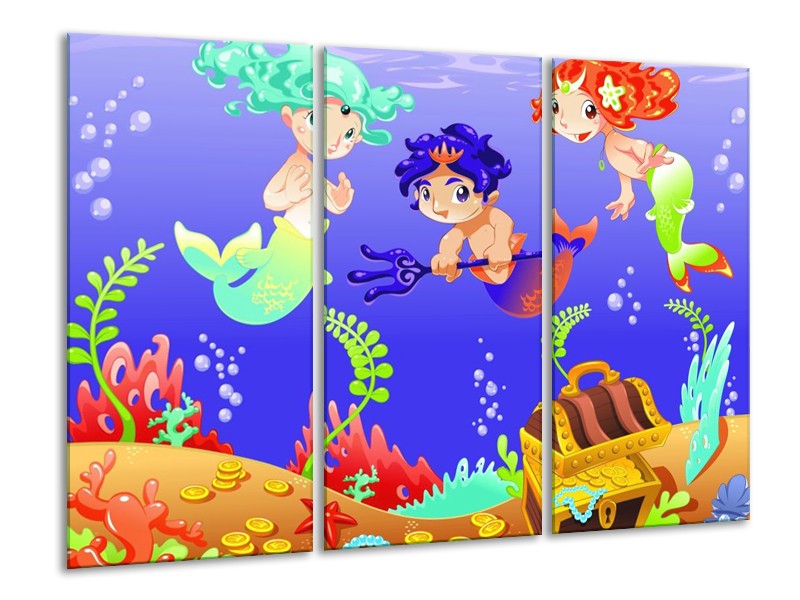 Glas schilderij Sprookje | Blauw, Groen, Geel | 120x80cm 3Luik