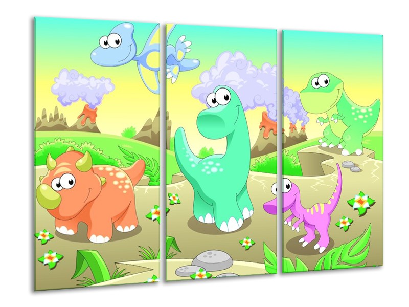 Glas schilderij Sprookje | Groen, Oranje, Paars | 120x80cm 3Luik