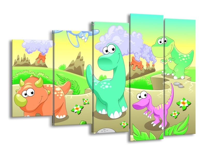 Canvas schilderij Sprookje | Groen, Oranje, Paars | 150x100cm 5Luik