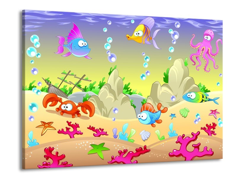 Canvas schilderij Sprookje | Groen, Oranje, Paars | 100x70cm 1Luik