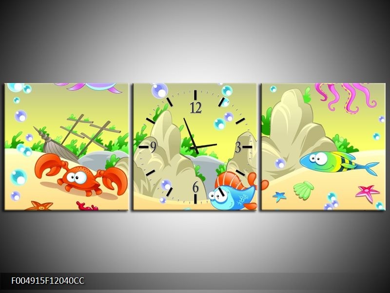 Klok schilderij Sprookje | Groen, Oranje, Paars | 120x40cm 3Luik