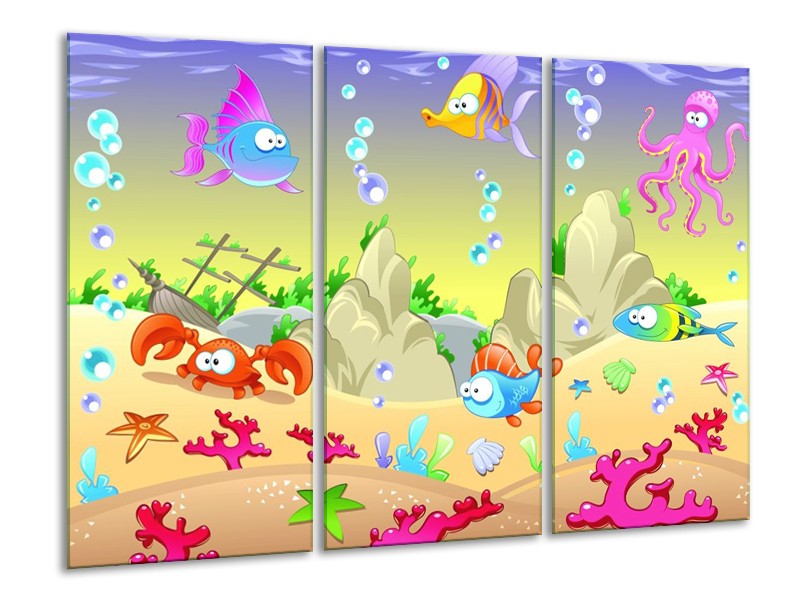 Glas schilderij Sprookje | Groen, Oranje, Paars | 120x80cm 3Luik