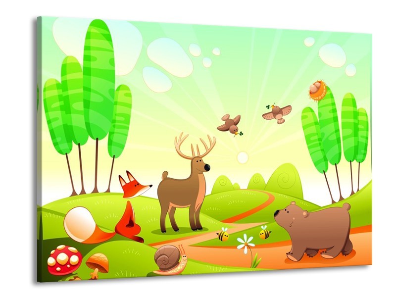 Canvas schilderij Sprookje | Groen, Oranje, Bruin | 100x70cm 1Luik