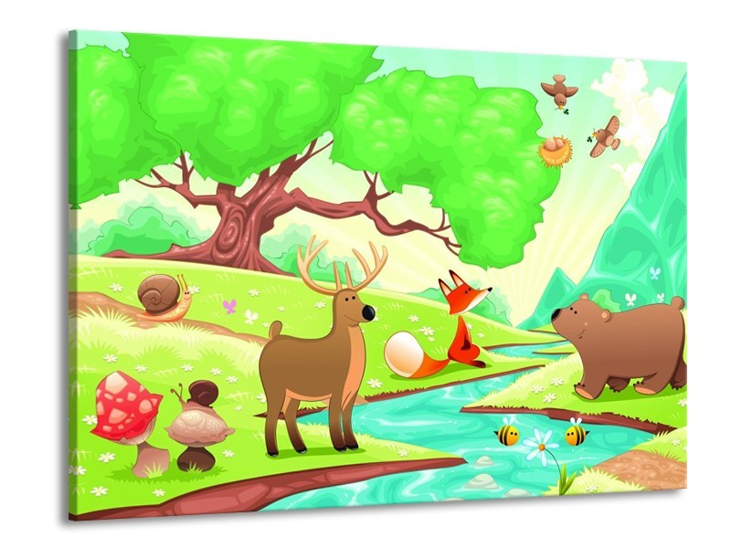 Canvas schilderij Sprookje | Groen, Oranje, Paars | 100x70cm 1Luik