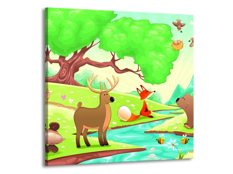 Canvas schilderij Sprookje | Groen, Oranje, Paars | 50x50cm 1Luik