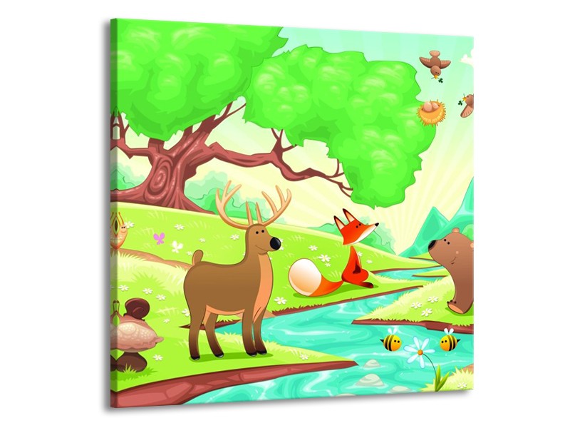 Canvas schilderij Sprookje | Groen, Oranje, Paars | 70x70cm 1Luik
