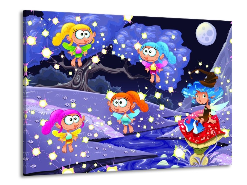 Canvas schilderij Sprookje | Groen, Blauw, Bruin | 100x70cm 1Luik