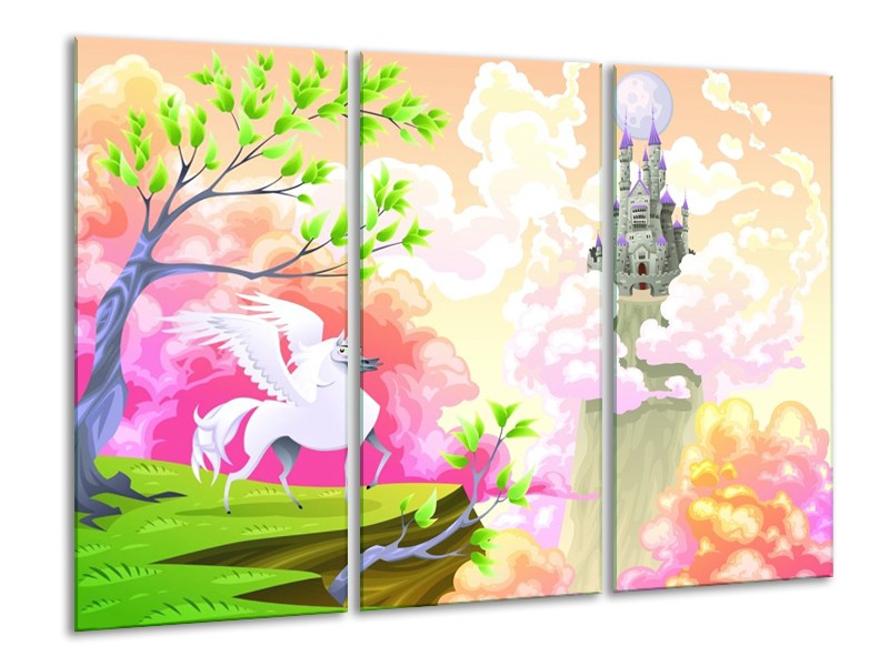 Glas schilderij Sprookje | Blauw, Paars, Oranje | 120x80cm 3Luik