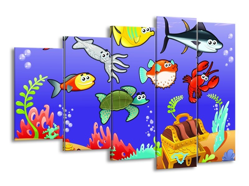 Canvas schilderij Sprookje | Groen, Blauw, Paars | 150x100cm 5Luik