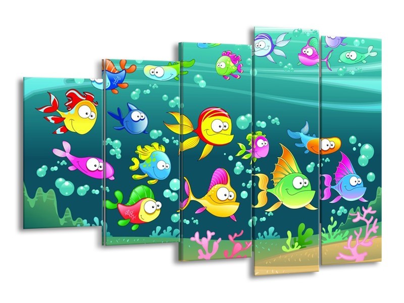 Canvas schilderij Sprookje | Groen, Blauw, Paars | 150x100cm 5Luik