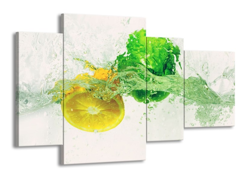Canvas schilderij Keuken | Groen, Geel, Wit | 120x75cm 4Luik