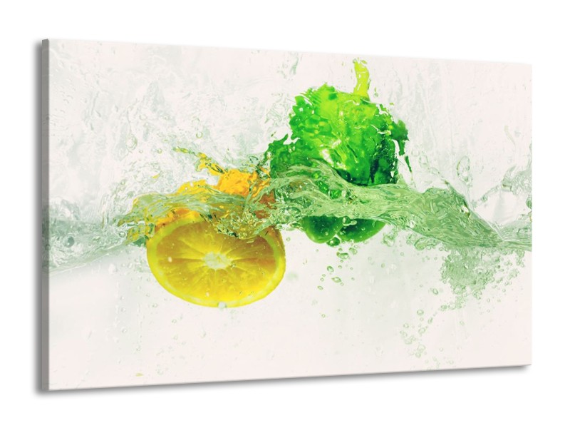 Canvas schilderij Keuken | Groen, Geel, Wit | 140x90cm 1Luik