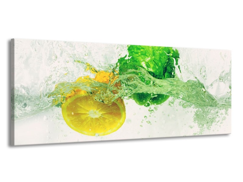 Canvas schilderij Keuken | Groen, Geel, Wit | 145x58cm 1Luik