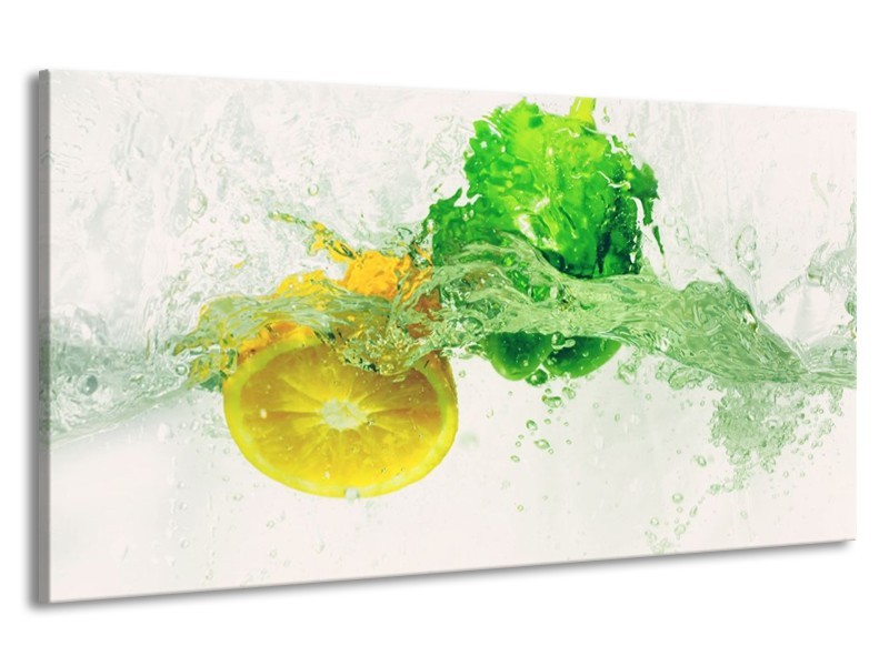 Canvas schilderij Keuken | Groen, Geel, Wit | 190x100cm 1Luik