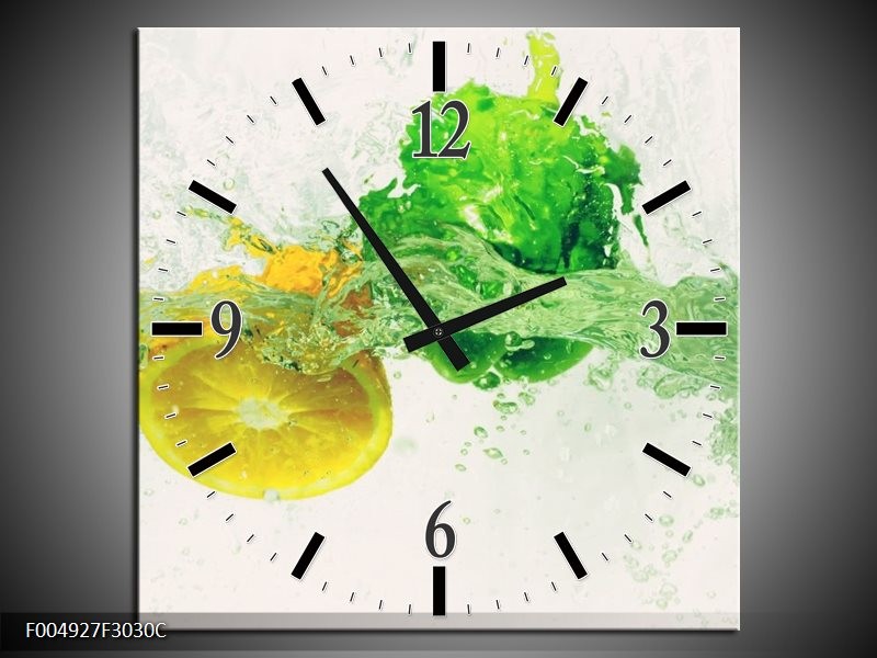 Klok schilderij Keuken | Groen, Geel, Wit | 30x30cm 1Luik