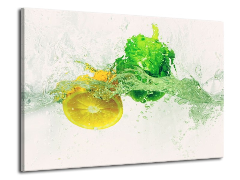 Canvas schilderij Keuken | Groen, Geel, Wit | 70x50cm 1Luik