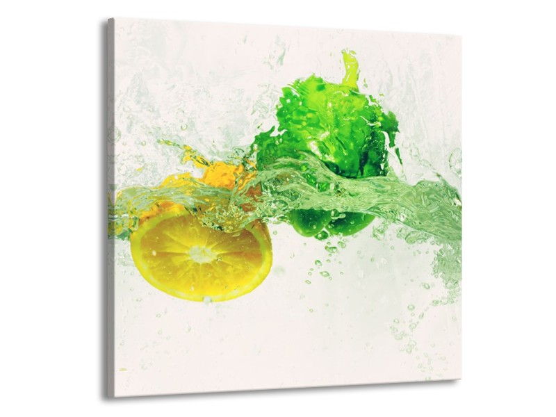 Canvas schilderij Keuken | Groen, Geel, Wit | 70x70cm 1Luik