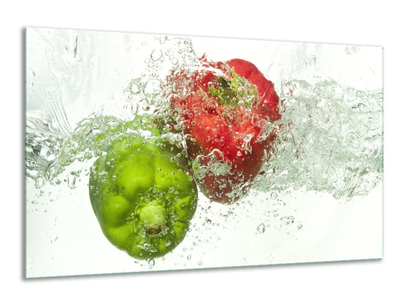 Canvas schilderij Paprika | Groen, Rood, Wit | 120x70cm 1Luik
