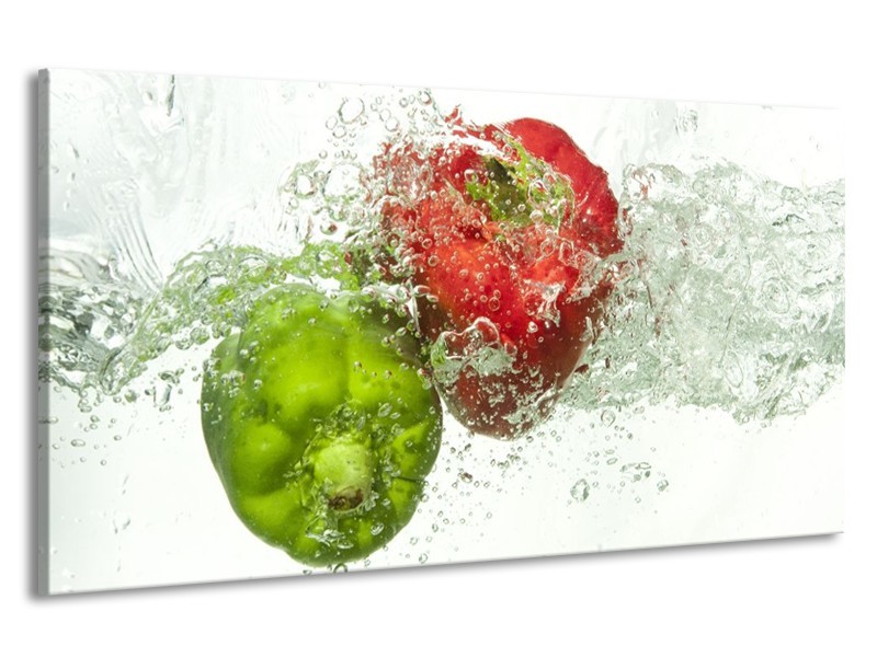 Canvas schilderij Paprika | Groen, Rood, Wit | 190x100cm 1Luik