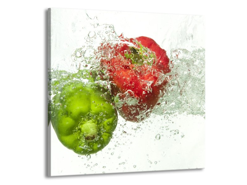 Canvas schilderij Paprika | Groen, Rood, Wit | 70x70cm 1Luik