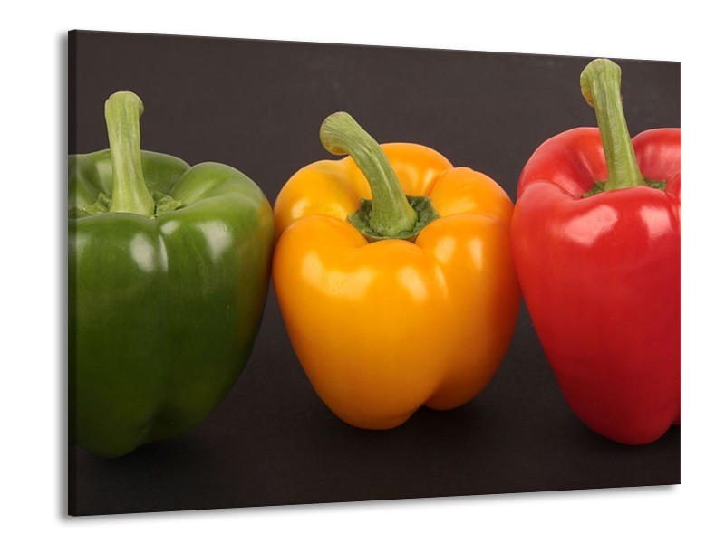 Canvas schilderij Paprika | Rood, Geel, Groen | 100x70cm 1Luik