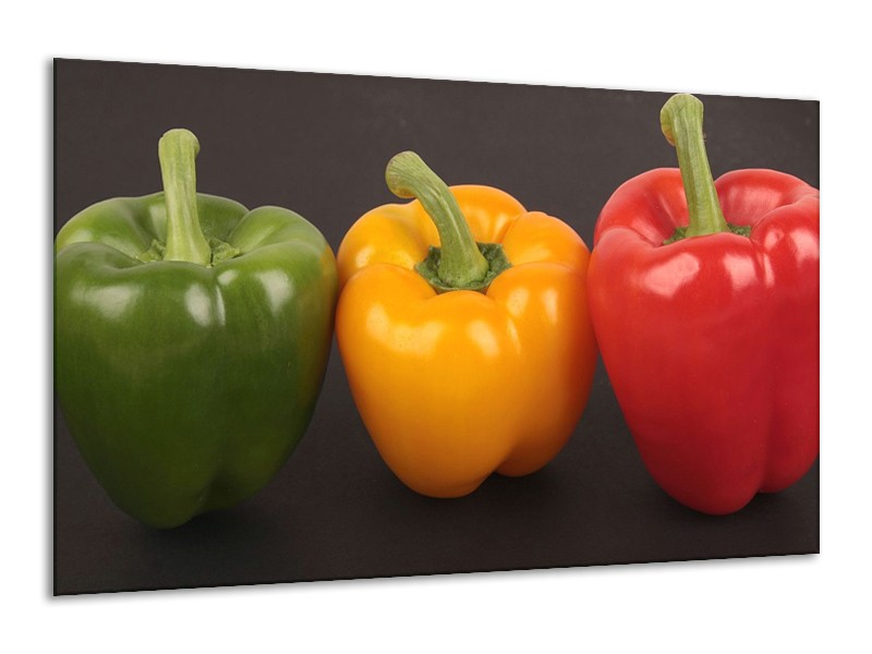 Canvas schilderij Paprika | Rood, Geel, Groen | 120x70cm 1Luik