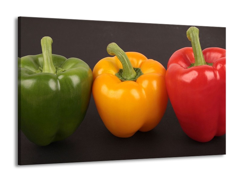 Canvas schilderij Paprika | Rood, Geel, Groen | 140x90cm 1Luik