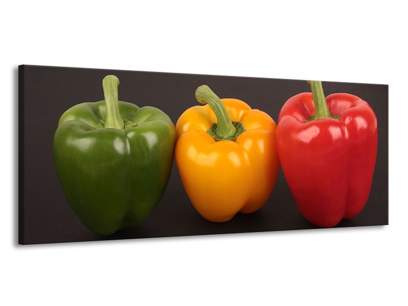 Canvas schilderij Paprika | Rood, Geel, Groen | 145x58cm 1Luik