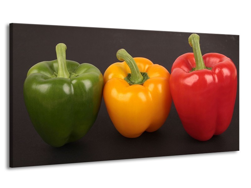 Canvas schilderij Paprika | Rood, Geel, Groen | 170x90cm 1Luik