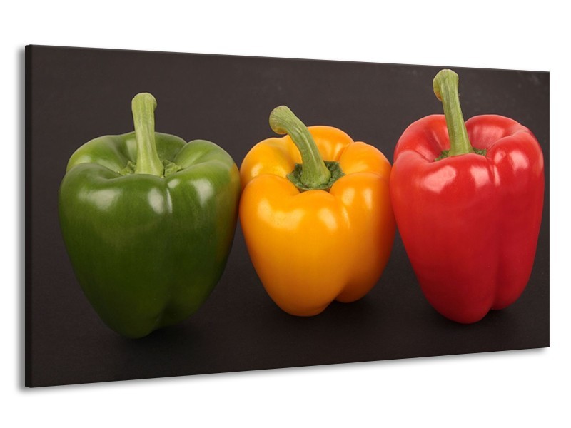 Canvas schilderij Paprika | Rood, Geel, Groen | 190x100cm 1Luik