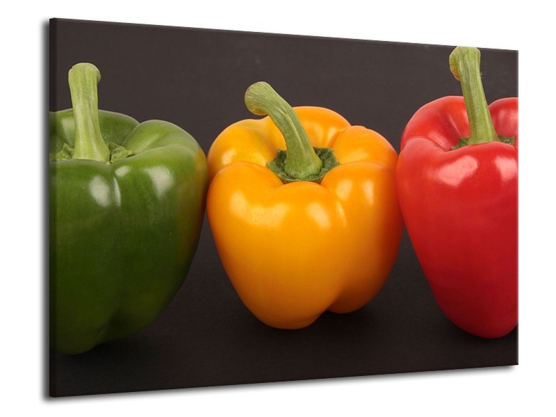 Canvas schilderij Paprika | Rood, Geel, Groen | 70x50cm 1Luik