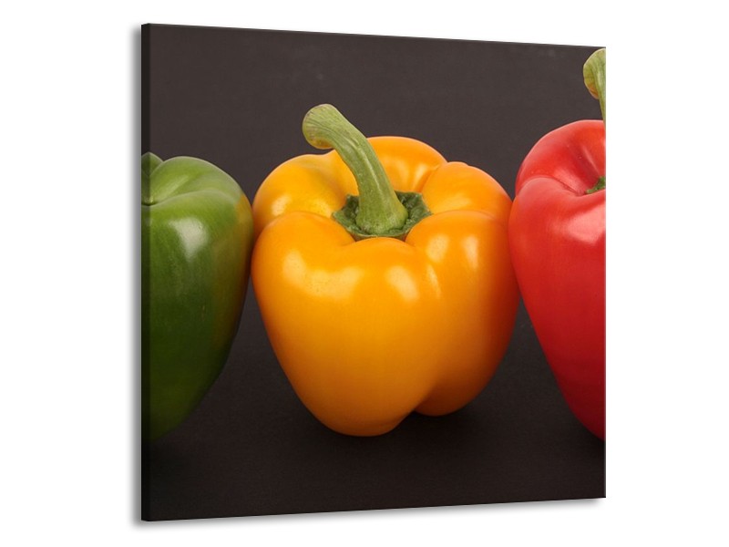Canvas schilderij Paprika | Rood, Geel, Groen | 70x70cm 1Luik