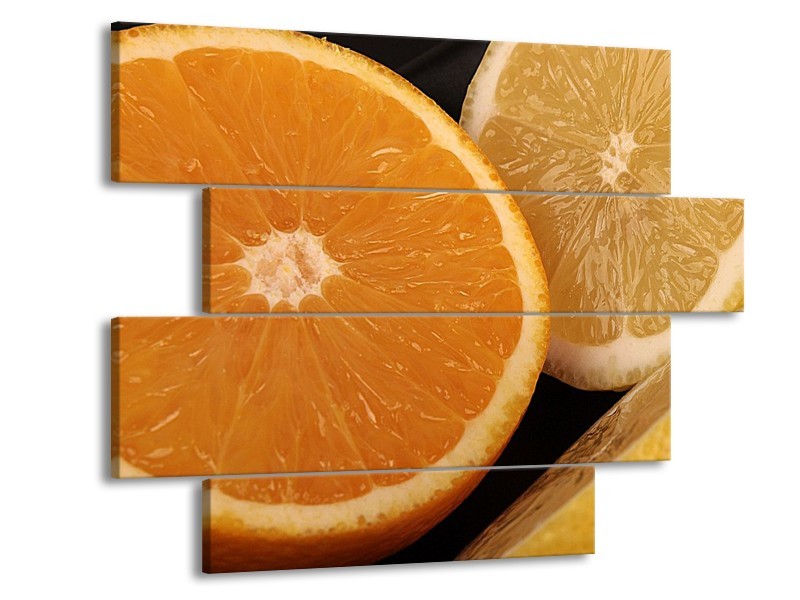 Canvas schilderij Keuken | Geel, Oranje, Bruin | 115x85cm 4Luik